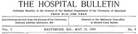 Cover of The Hospital Bulletin, Vol. V, No. 3, May 15, 1909