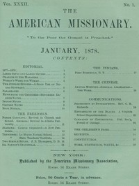 Cover of The American Missionary — Volume 32, No. 01, January, 1878
