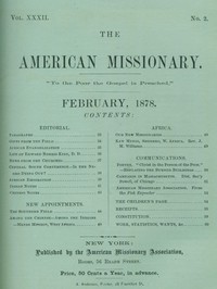 Cover of The American Missionary — Volume 32, No. 02, February, 1878