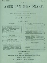 Cover of The American Missionary — Volume 32, No. 05, May, 1878