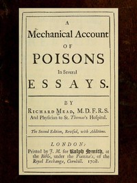 Cover of A Mechanical Account of Poisons in Several Essays