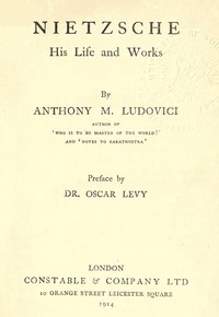 Cover of Nietzsche: His Life and Works