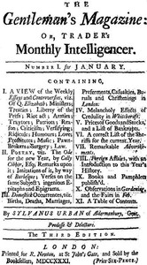 Cover of The Gentleman's Magazine, January 1731