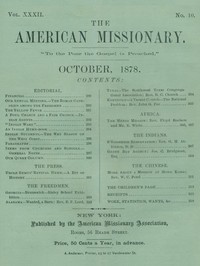 Cover of The American Missionary — Volume 32, No. 10, October, 1878