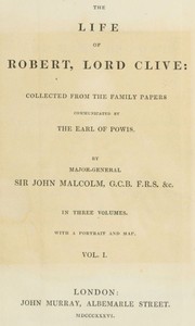 The Life of Robert, Lord Clive, Vol. 1 (of 3)
