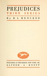 Cover of Prejudices, third series
