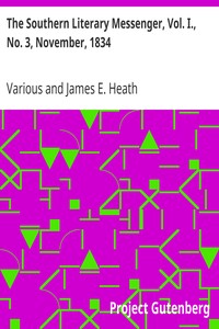 Cover of The Southern Literary Messenger, Vol. I., No. 3, November, 1834