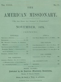 Cover of The American Missionary — Volume 32, No. 11, November, 1878