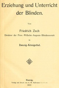 Cover of Erziehung und Unterricht der Blinden