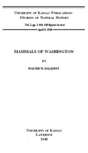Cover of Mammals of Washington, Volume 2