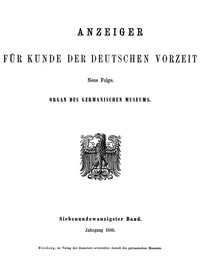 Cover of Anzeiger für Kunde der deutschen Vorzeit, 27. Band, 1880