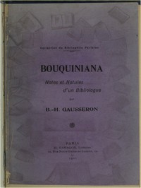 Cover of Bouquiniana: notes et notules d'un bibliologue