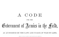 Cover of A Code for the Government of Armies in the Field,