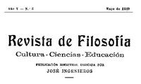 Cover of Revista de Filosofía, Año V - Nº 3 - May/1919