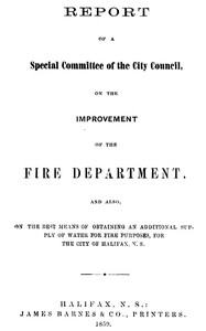 Cover of Report of a special committee of the City Council, on the improvement of the Fire Department