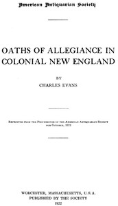 Cover of Oaths of Allegiance in Colonial New England