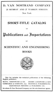 Cover of Short-Title Catalog of Publications and Importations of Scientific and Engineering Books