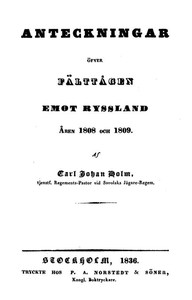 Cover of Anteckningar öfver Fälttågen emot Ryssland åren 1808 och 1809