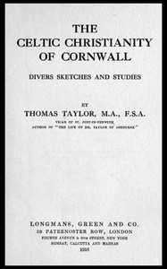 Cover of The Celtic Christianity of Cornwall: Divers Sketches and Studies
