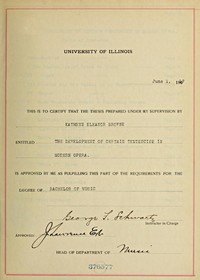 Cover of The Development of Certain Tendencies in Modern Opera