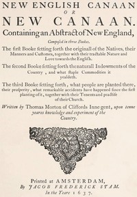 Cover of The New English Canaan of Thomas Morton with Introductory Matter and Notes