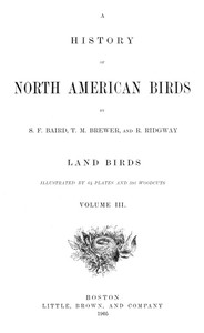Cover of A History of North American Birds; Land Birds; Vol. 3 of 3