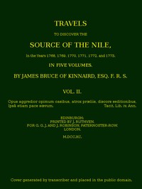 Cover of Travels to Discover the Source of the Nile, Volume 2 (of 5)