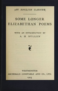 Cover of Some Longer Elizabethan Poems