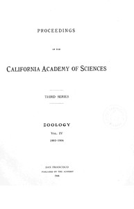 Cover of Proceedings of the California Academy of Sciences, Series 3, Volume 4 (Zoology)