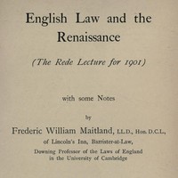 Cover of English Law and the Renaissance