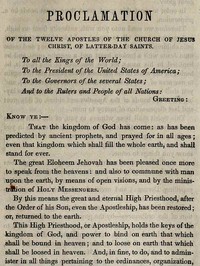 Cover of Proclamation of the Twelve Apostles of the Church of Jesus Christ of Latter-Day Saints