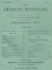 Cover of The American Missionary — Volume 33, No. 09, September, 1879