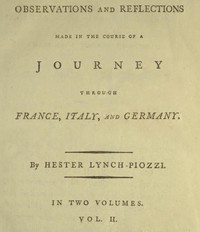 Cover of Observations and Reflections Made in the Course of a Journey through France, Italy, and Germany, Vol. 2 (of 2)