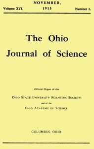 Cover of The Ohio Journal of Science, Vol. XVI, No. 1, November 1915