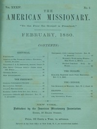 Cover of The American Missionary — Volume 34, No. 02, February, 1880