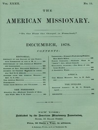 Cover of The American Missionary — Volume 32, No. 12, December, 1878