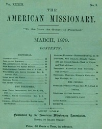 Cover of The American Missionary — Vol. 33, No. 3, March, 1879