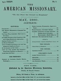 Cover of American Missionary, Vol. XXXIV., No. 5, May 1880