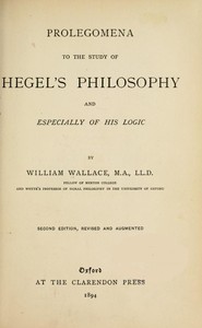 Cover of Prolegomena to the Study of Hegel's Philosophy, and Especially of His Logic
