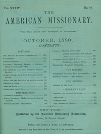 Cover of The American Missionary — Volume 34, No. 10, October, 1880