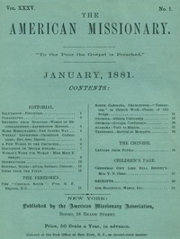 Cover of The American Missionary — Volume 35, No. 1, January, 1881
