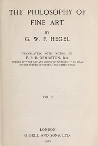 Cover of The Philosophy of Fine Art, volume 1 (of 4)