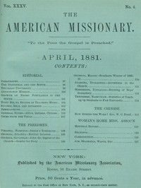 Cover of The American Missionary — Volume 35, No. 4, April, 1881