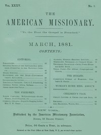 Cover of The American Missionary — Volume 35, No. 3, March 1881