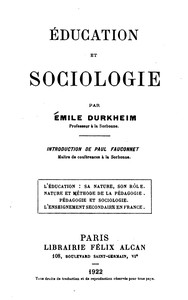 Cover of Éducation et sociologie