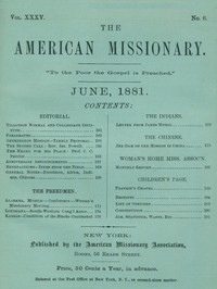 Cover of The American Missionary — Volume 35, No. 6, June, 1881