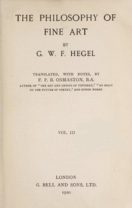 Cover of The Philosophy of Fine Art, volume 3 (of 4)