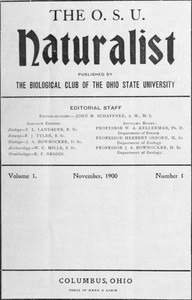 Cover of The O. S. U. Naturalist, Vol. 1, No. 1, November, 1900
