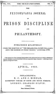 Cover of The Pennsylvania Journal of Prison Discipline and Philanthropy (Vol. VIII, No. II, April 1853)