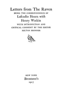 Cover of Letters from the Raven: Correspondence of L. Hearn with Henry Watkin